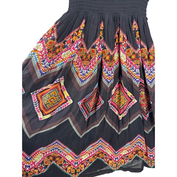 Tanvi Kedia Floral Sleeveless Embroidered‎ Multicolor Midi Dress Black Size 2 - Picture 11 of 13